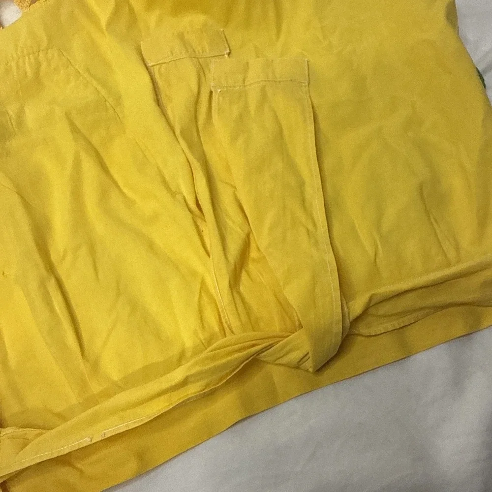 Vintage Sunshine Half Apron Yellow Crochet Floral Apron Pocket Retro MadMen Wife
